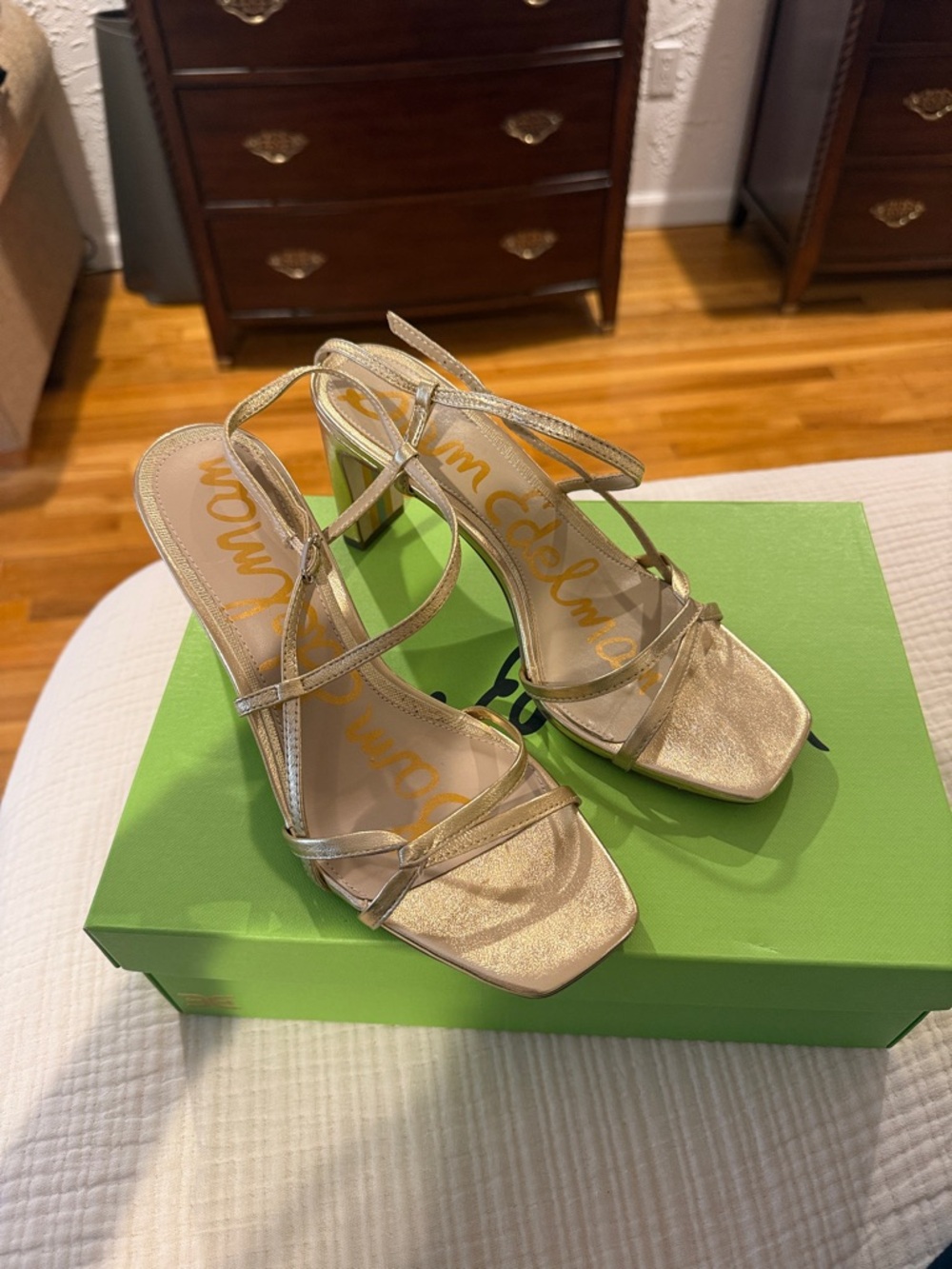 Sam Edelman Metallic Gold Strappy Heels